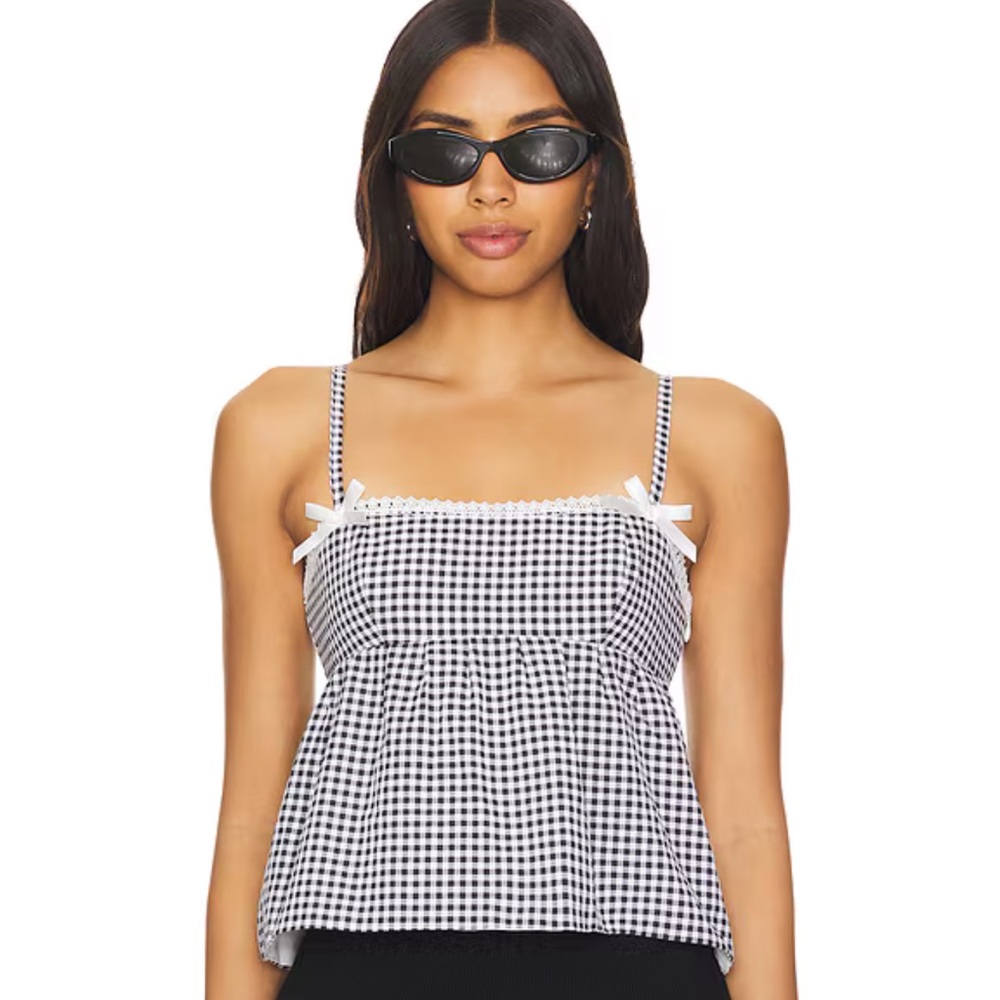 Revolve Black and White Gingham Camisole